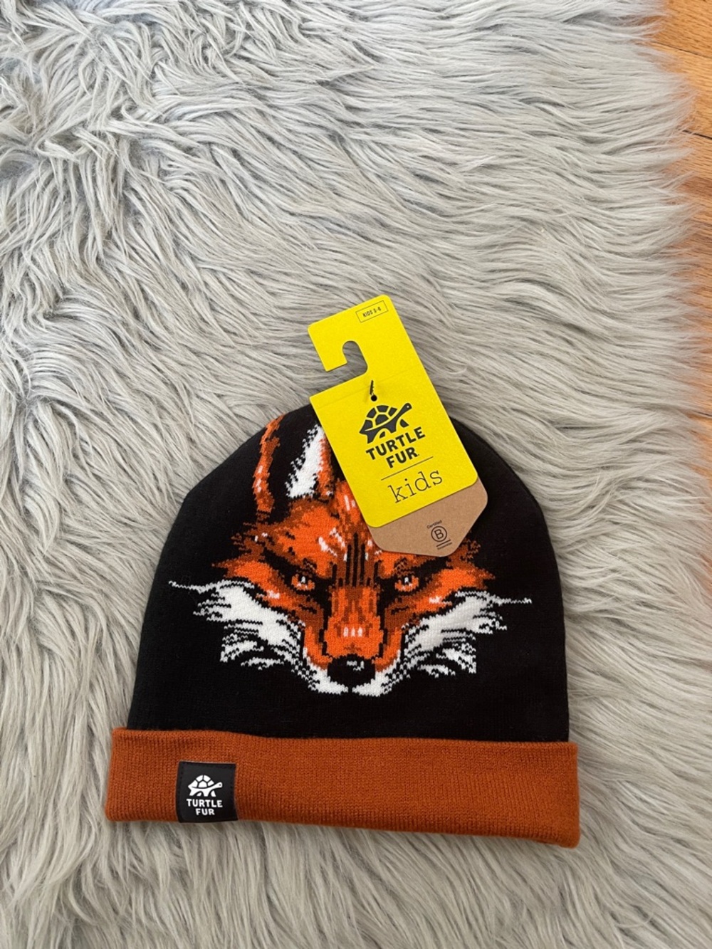 Turtle Fur Kids Fox Beanie - Black with Rust Cuff